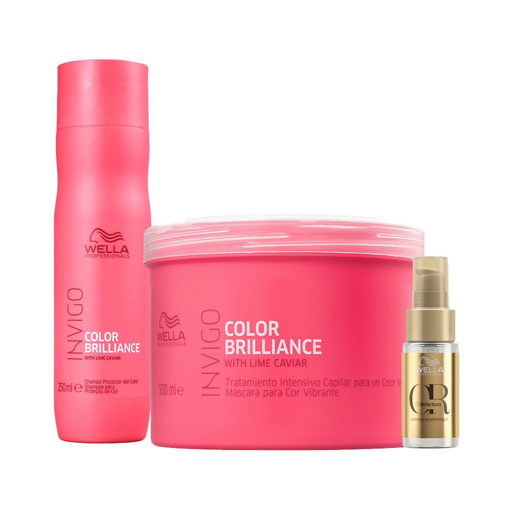 Kit Wella Professionals Invigo Color Brilliance - Shampoo 250 ml + Máscara 500 ml + Óleo Capilar 30 ml — imagem 3 | Drogaria Taveira