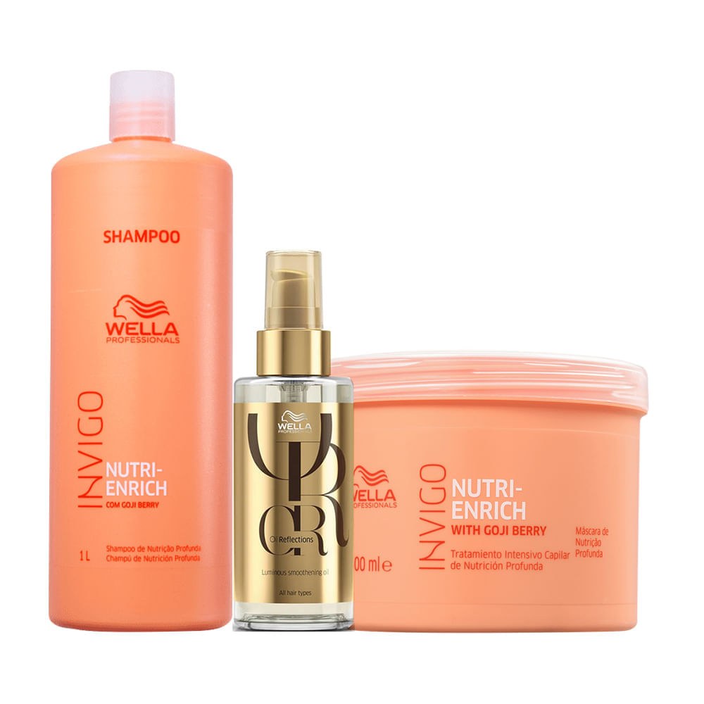 Kit Wella Professionals Invigo Nutri Enrich - Shampoo 1000 ml + Máscara 500 ml + Óleo 100 ml — imagem 3 | Drogaria Taveira