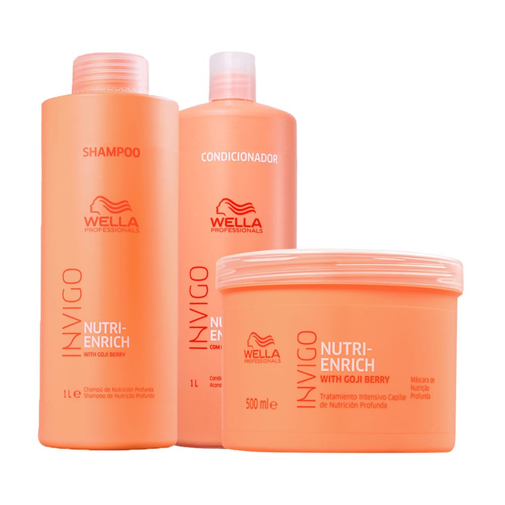 Kit Wella Professionals Invigo Nutri Enrich - Shampoo 1000 ml + Condicionador 1000 ml + Máscara 500 ml — imagem 3 | Drogaria Taveira