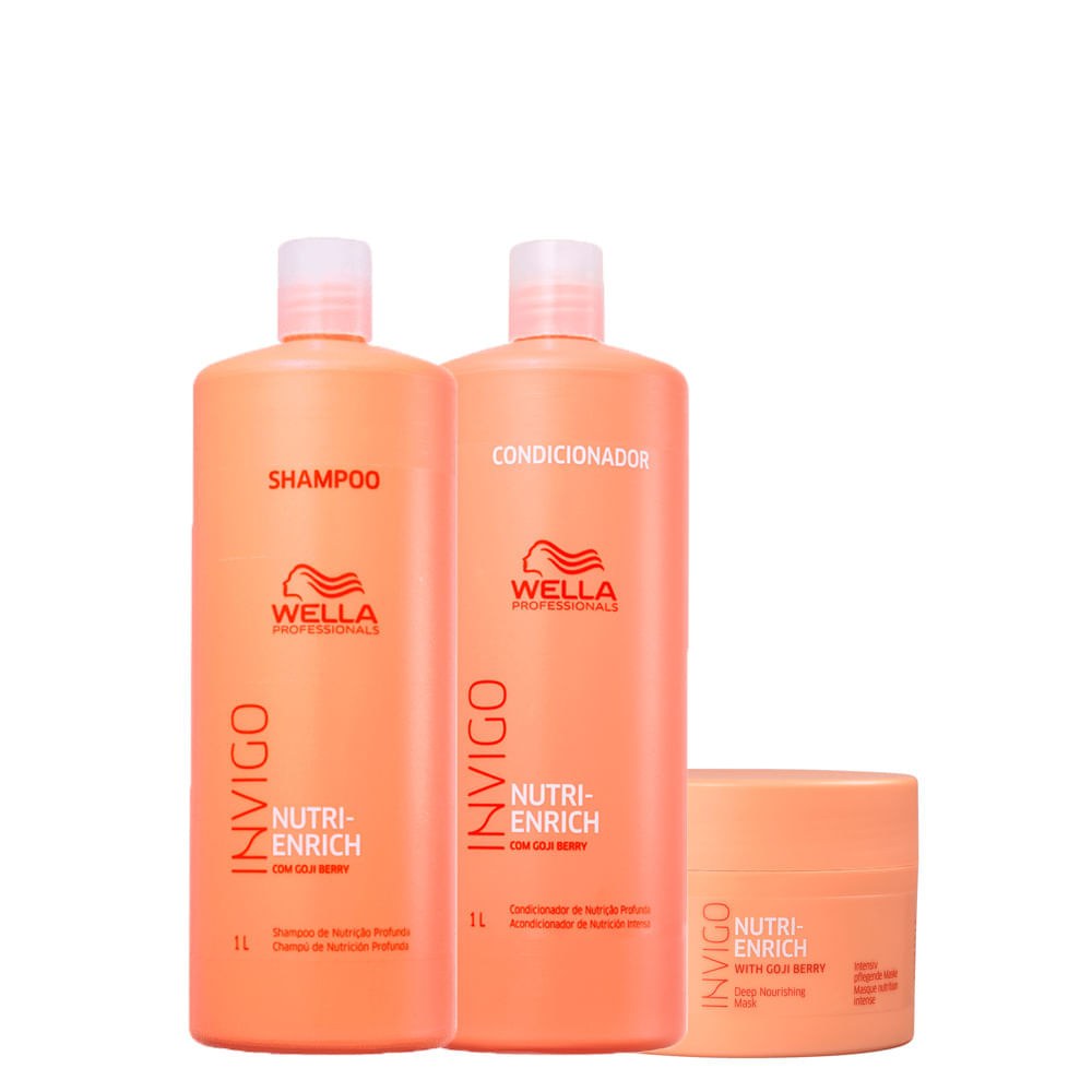 Kit Wella Professionals Invigo Nutri Enrich - Shampoo 1000 ml + Condicionador 1000 ml + Máscara 150 ml — Wella Professionals | Drogaria Taveira