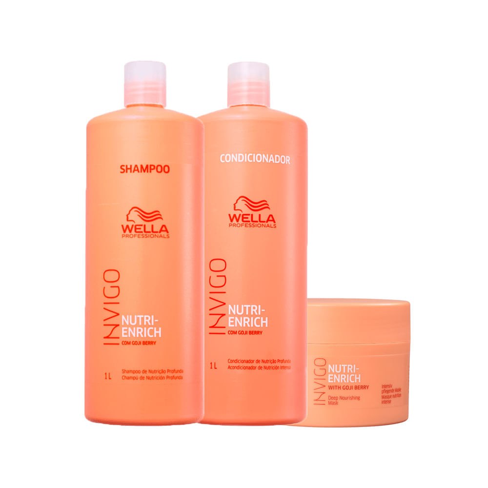 Kit Wella Professionals Invigo Nutri Enrich - Shampoo 1000 ml + Condicionador 1000 ml + Máscara 150 ml — imagem 3 | Drogaria Taveira
