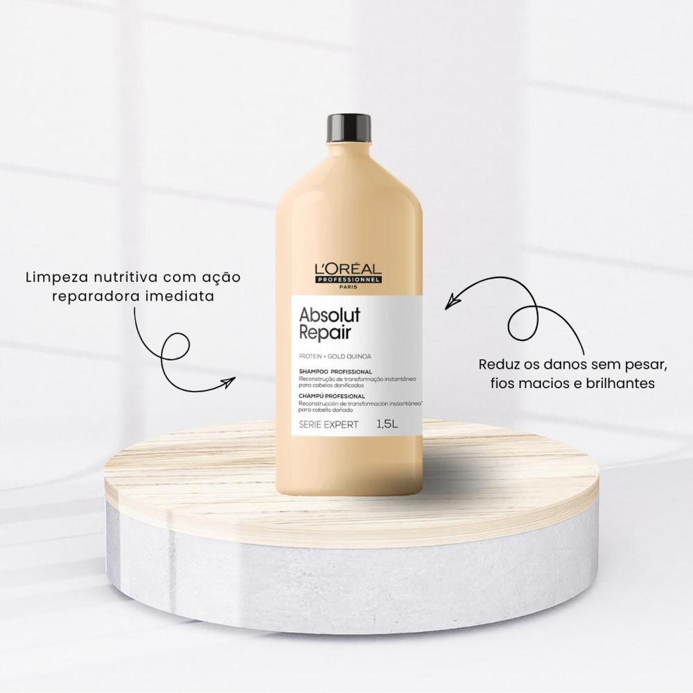 L'Oréal - Absolut Repair Gold Kit Shampoo e Máscara - 1,5L/500g — imagem 4 | Drogaria Taveira