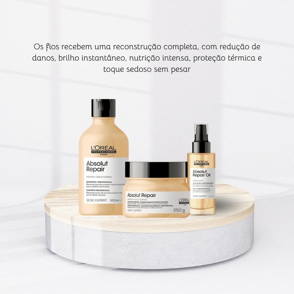 L'Oréal - Absolut Repair Gold Kit Shampoo, Máscara e Óleo — imagem 3 | Drogaria Taveira