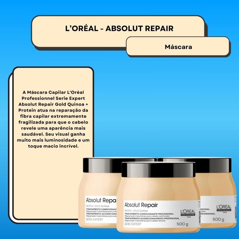 L'Oréal Absolut Repair Gold Quinoa - Kit 3 Máscaras Capilares - 500g cada — imagem 3 | Drogaria Taveira