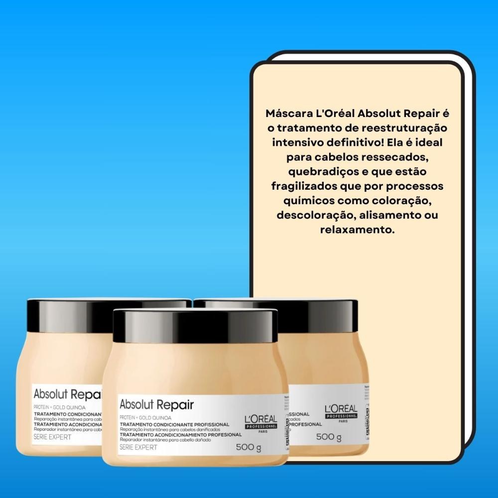 L'Oréal Absolut Repair Gold Quinoa - Kit 3 Máscaras Capilares - 500g cada — imagem 4 | Drogaria Taveira