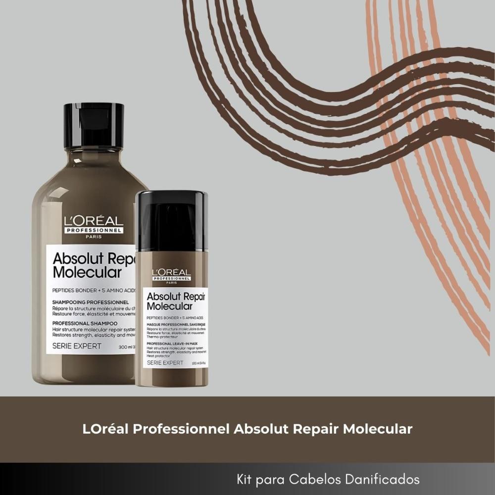 L’Oréal Professionnel Absolut Repair Molecular - Kit Shampoo 300ml + Máscara Leave-in 100ml — imagem 4 | Drogaria Taveira