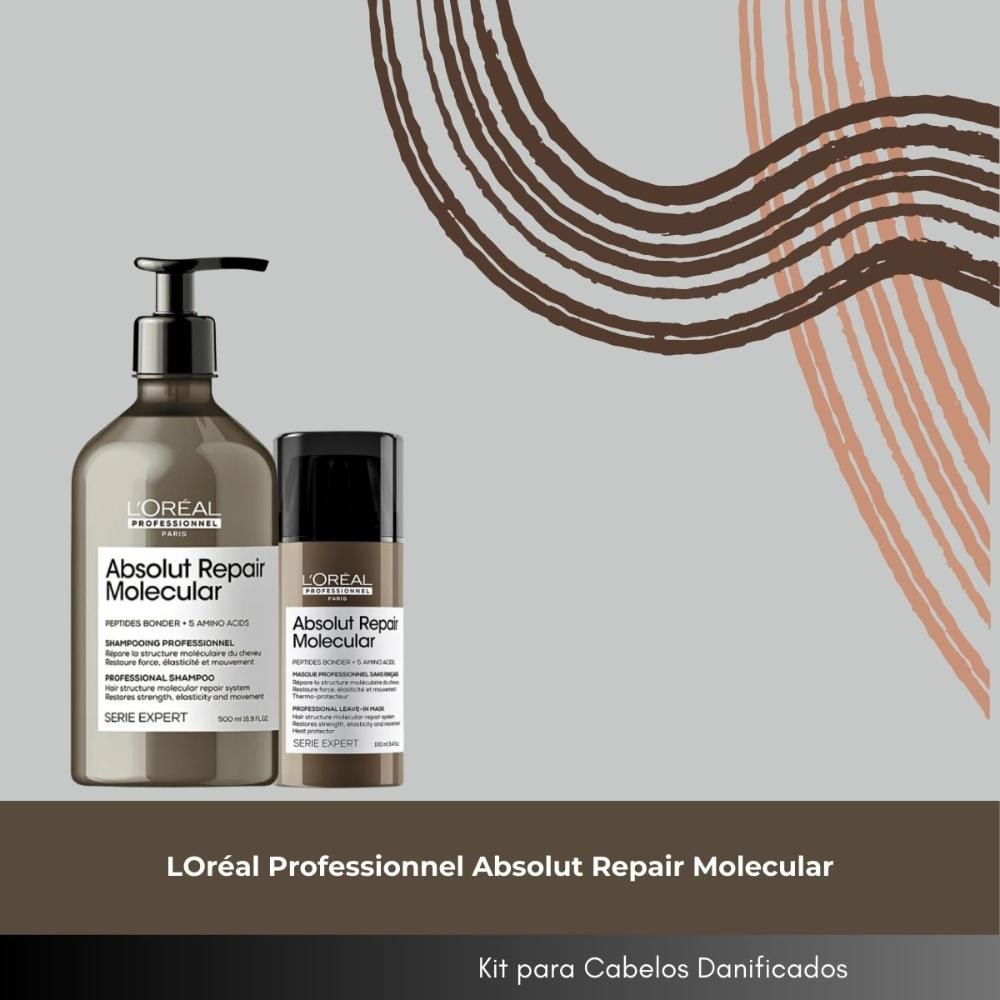 L'Oréal Professionnel Absolut Repair Molecular - Shampoo 500ml e Máscara Leave-in 100ml — imagem 2 | Drogaria Taveira