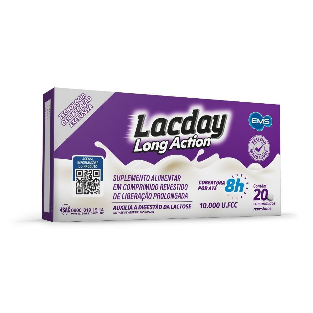 Lacday Long Action 10.000 U.Fcc 20 Comprimidos Revestidos — imagem 3 | Drogaria Taveira