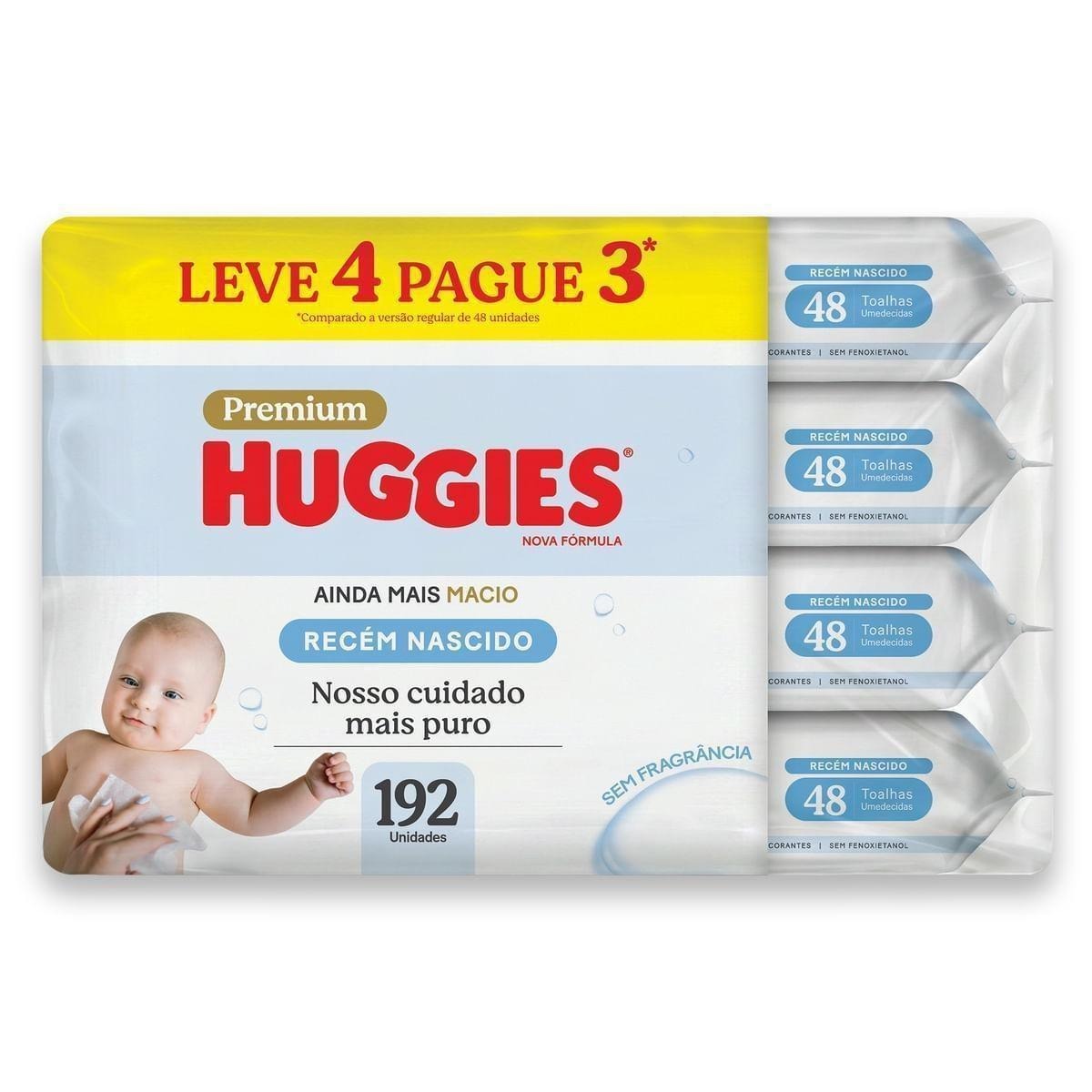 Lenços Umedecidos Huggies Recém-Nascido Sem Fragrância 192 Unidades — Huggies | Drogaria Taveira