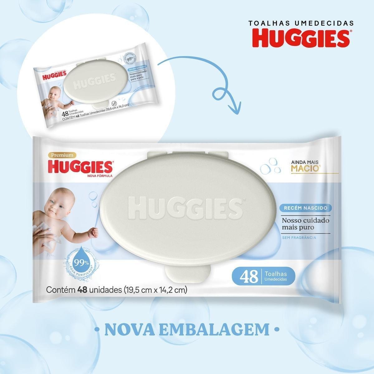 Lenços Umedecidos Huggies Recém-Nascido Sem Fragrância 48 Unidades — imagem 3 | Drogaria Taveira