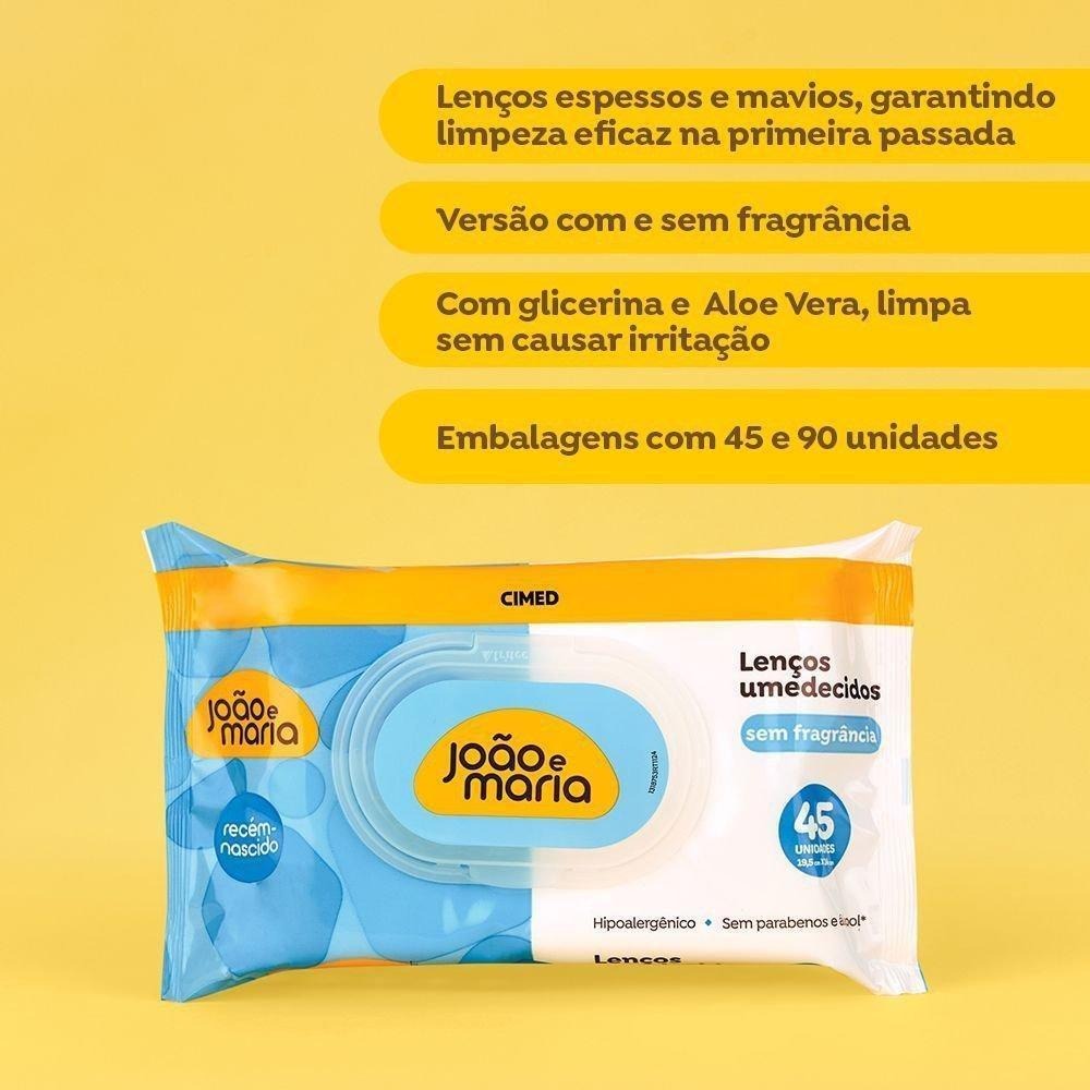 Lenços Umedecidos João e Maria Bebê Recém-Nascido Sem Fragrância Hipoalergênico 45 Unidades — imagem 4 | Drogaria Taveira