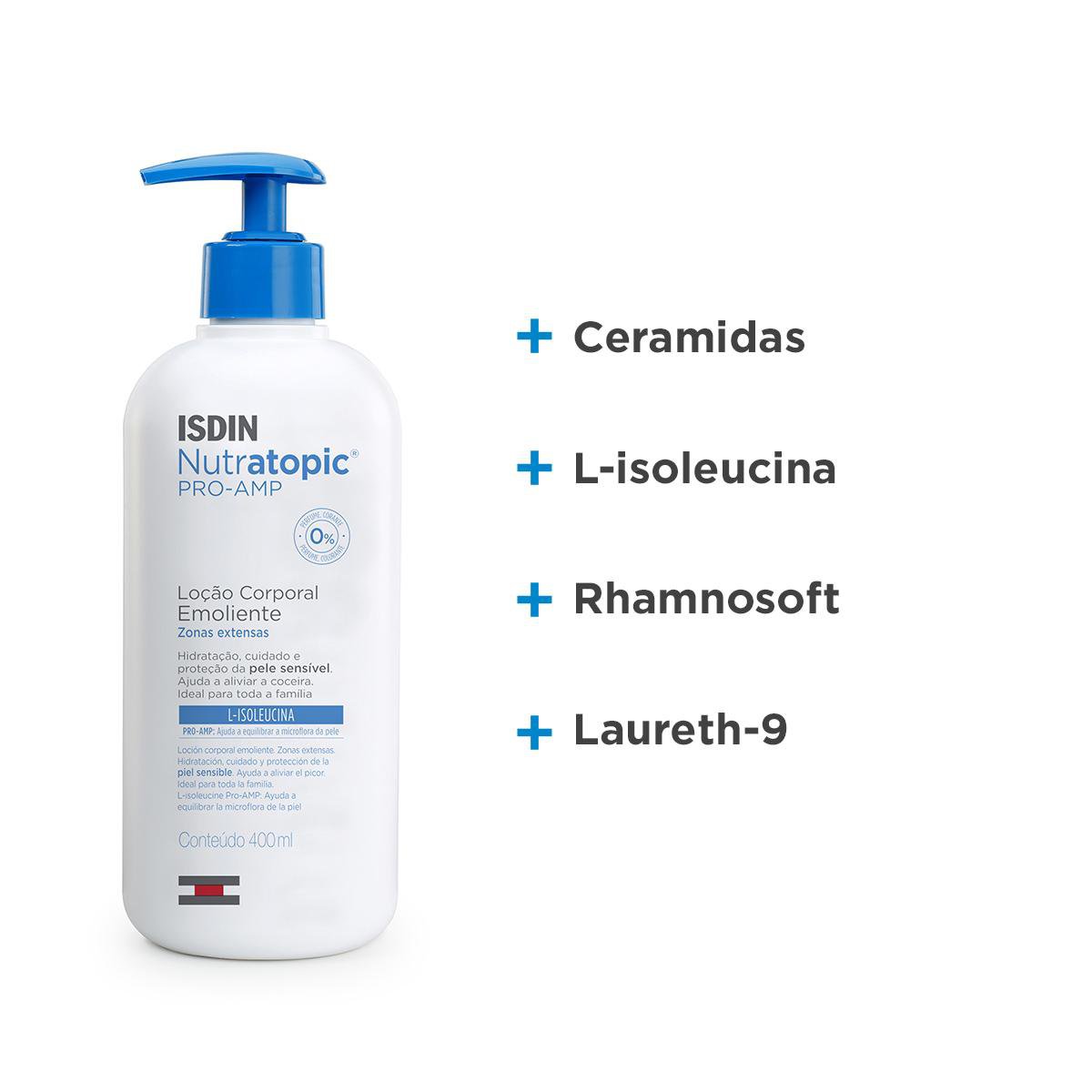 Loção Corporal ISDIN Nutratopic Pro-AMP Pele Atópica 400ml — imagem 3 | Drogaria Taveira