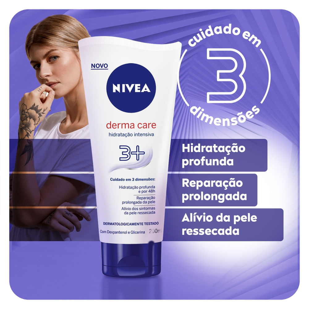 Loção Corporal Nivea Derma Care Hidratação Intensiva 3+ 200ml — imagem 3 | Drogaria Taveira