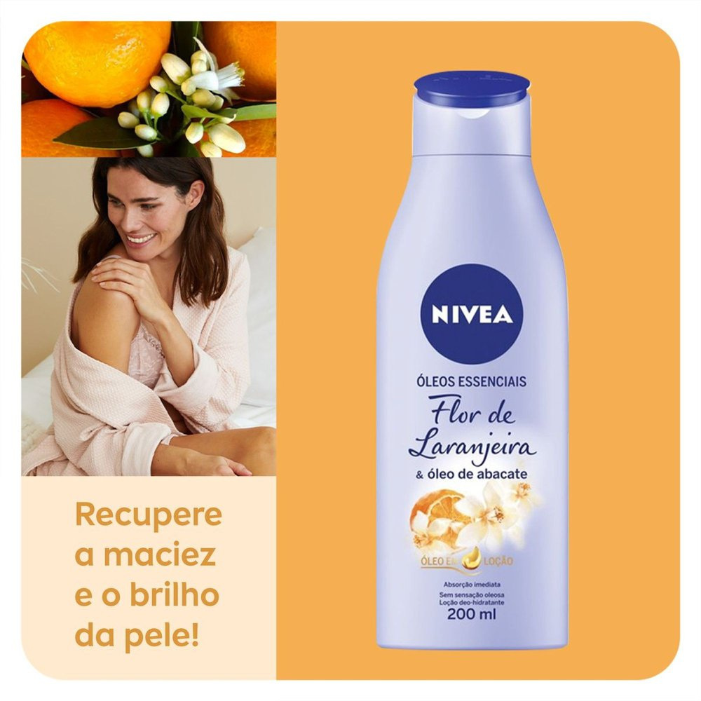 Loção Corporal Nivea Óleos Essenciais Hidratante Flor de Laranjeira e Óleo de Abacate 200ml — imagem 2 | Drogaria Taveira