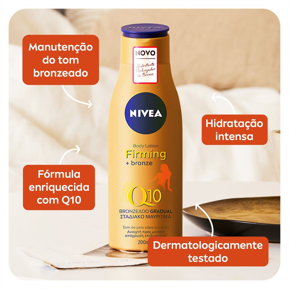 Loção Corporal Nivea Q10 Firmador Prolongador de Bronze 200ml — imagem 4 | Drogaria Taveira