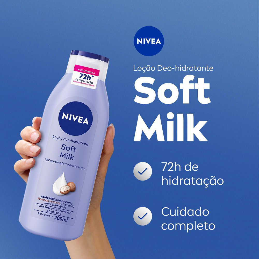 Loção Corporal Nivea Soft Milk Hidratante Desodorante 200ml — imagem 2 | Drogaria Taveira