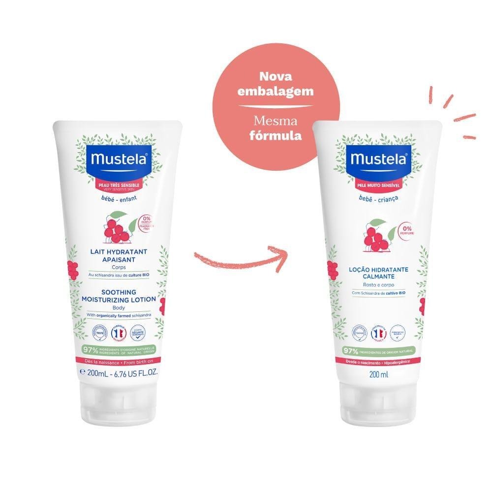 Loção Hidratante Mustela Pele Muito Sensível Bebê Calmante Sem Perfume 200ml — imagem 3 | Drogaria Taveira