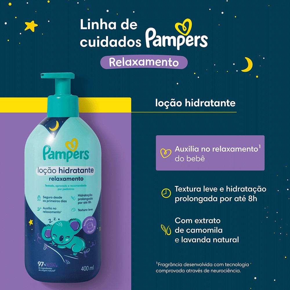Loção Hidratante Pampers Relaxamento 400ml Pump — imagem 3 | Drogaria Taveira