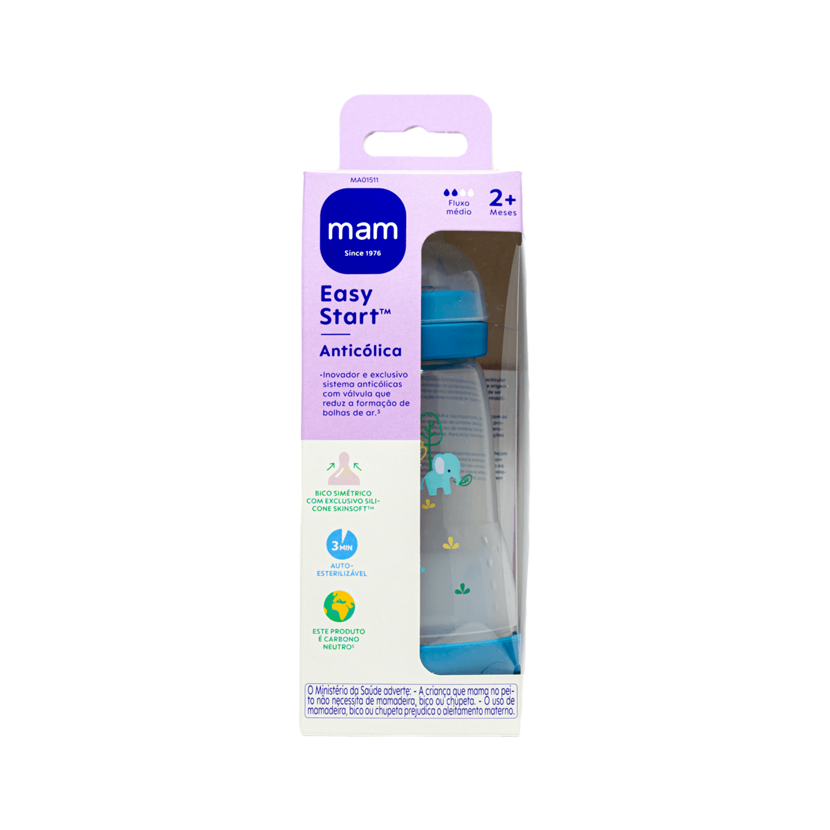 Mamadeira MAM Easy Start Anticólica +2 meses Azul 260ml 1 Unidade — Mam | Drogaria Taveira