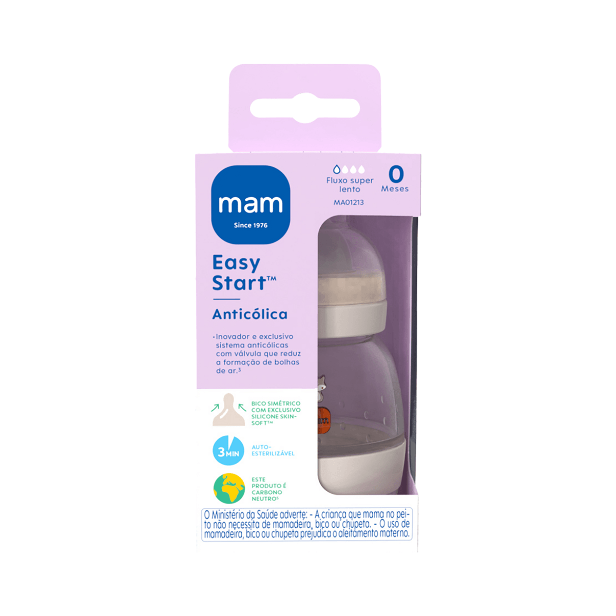 Mamadeira MAM Easy Start Anticólica Recém-Nascido Transparente 130ml 1 Unidade — Mam | Drogaria Taveira
