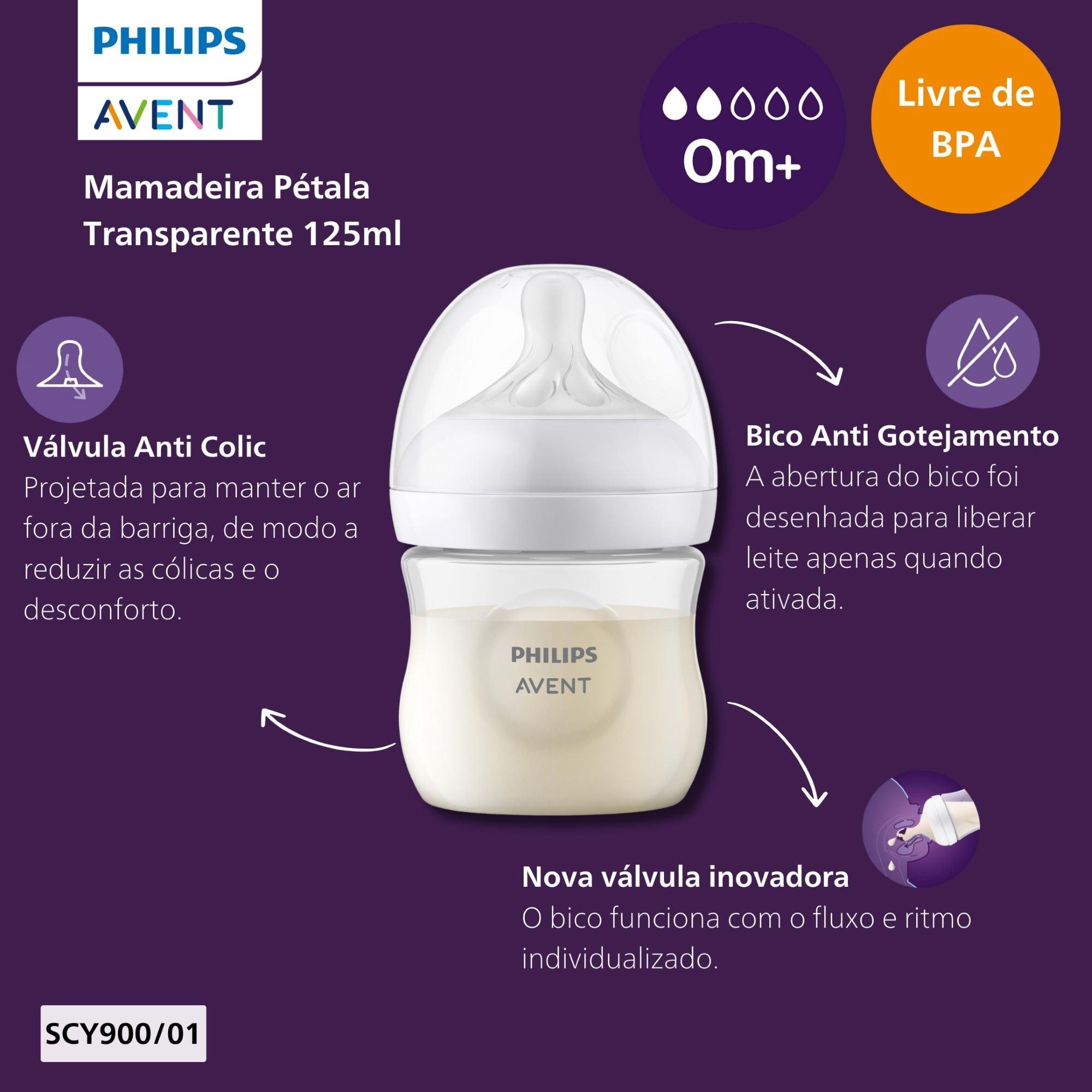 Mamadeira Philips Avent Pétala +0 meses Anticólica Fluxo Lento Tamanho 3 125ml 1 Unidade — imagem 3 | Drogaria Taveira