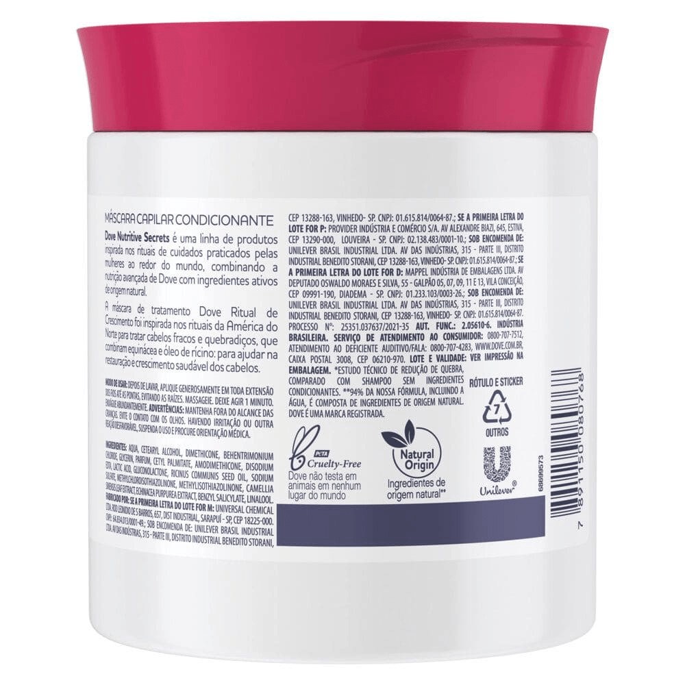 Masc Cap Dove Cond Nutricao Inte Ritual De Cresc 1 Min 500g — imagem 3 | Drogaria Taveira