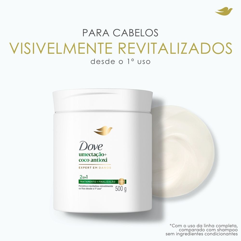 Máscara Capilar Dove 2 em 1 Umectação + Coco Antioxi 500g — imagem 4 | Drogaria Taveira