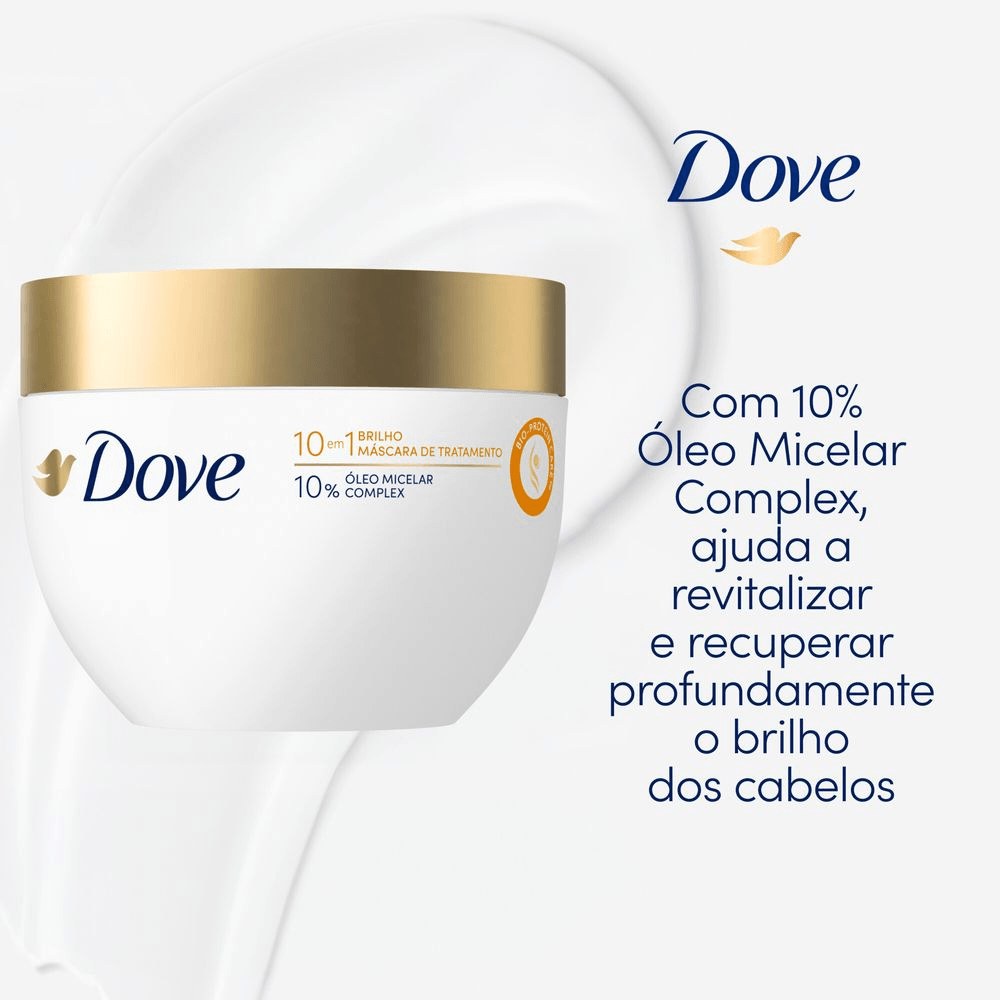 Máscara de Tratamento Dove Brilho + Óleo Micelar 10 em 1 270g — imagem 4 | Drogaria Taveira