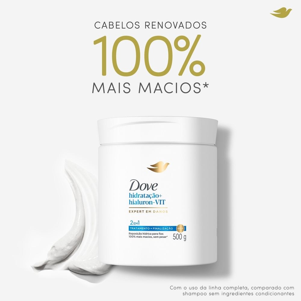 Máscara Dove 2 Em 1 Hidratação + Hialuron-Vit 500g — imagem 4 | Drogaria Taveira
