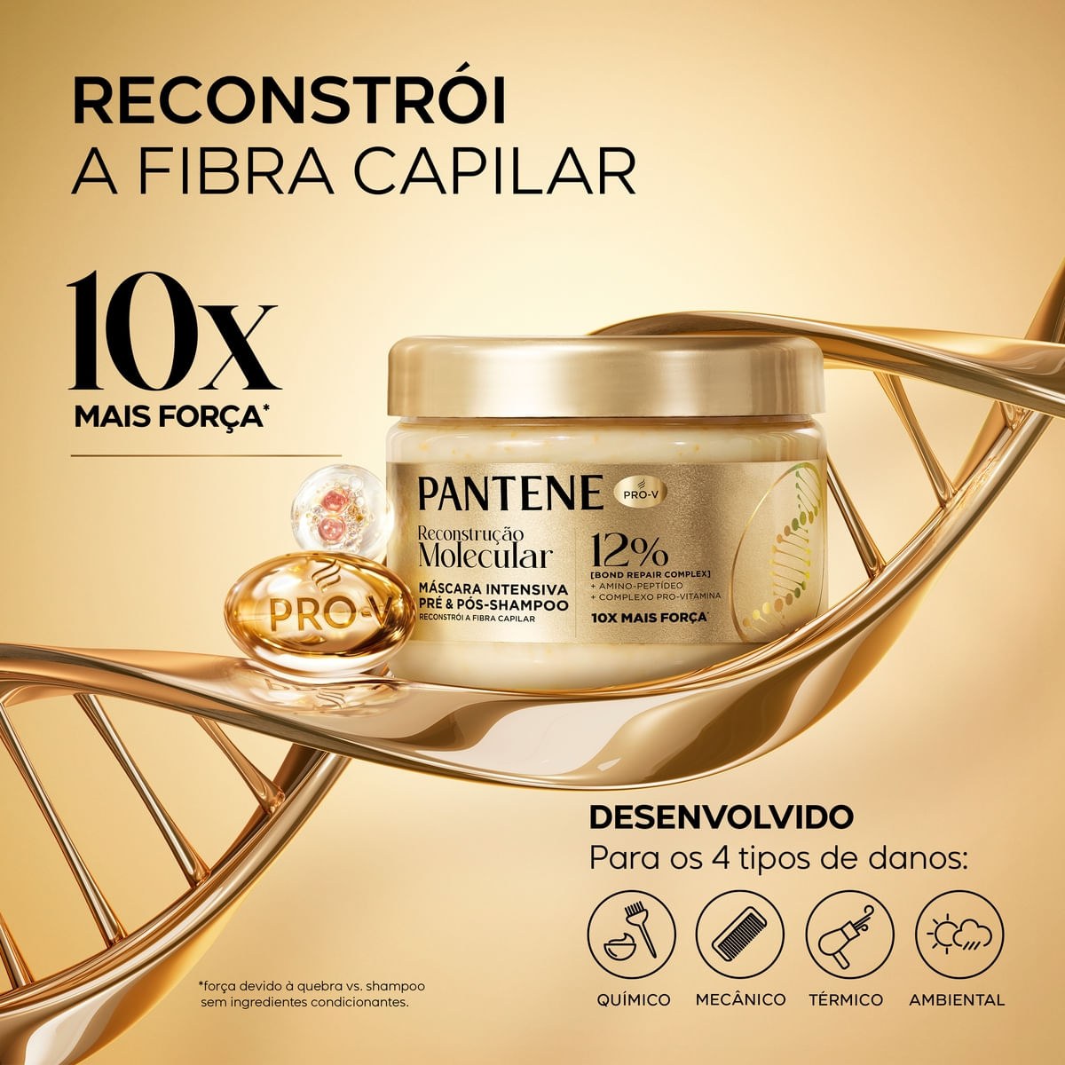 Máscara Intensiva Pantene Reconstrução Molecular 270ml — imagem 2 | Drogaria Taveira