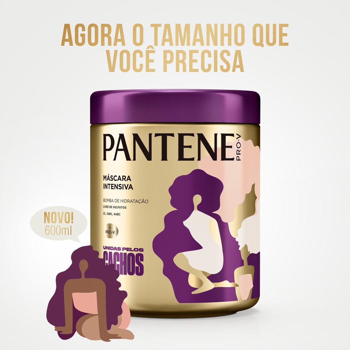 MÁSCARA INTENSIVA PANTENE UNIDAS PELOS CACHOS 600ML — imagem 4 | Drogaria Taveira