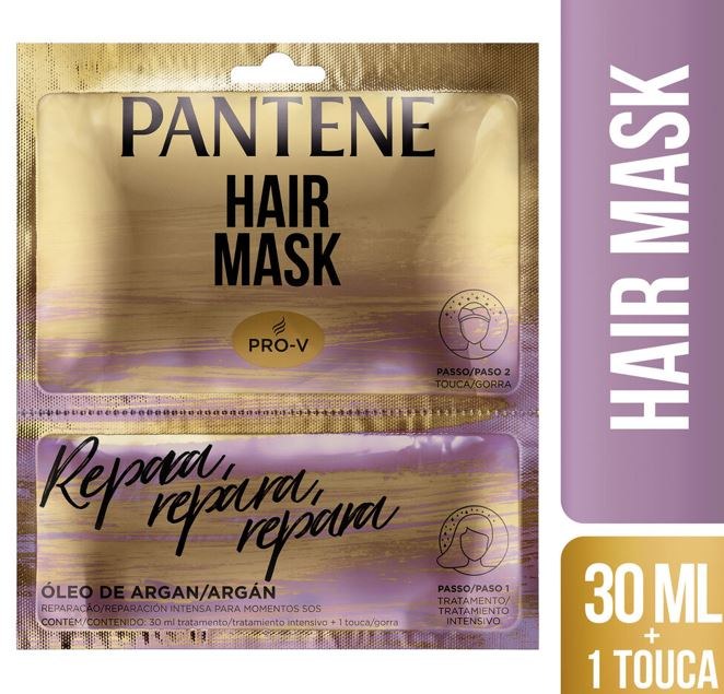 Máscara para cabelo Pantene Repara,fRepara, Repara Óleo de Argan 30 ml tratamento intensivo + touca — imagem 2 | Drogaria Taveira