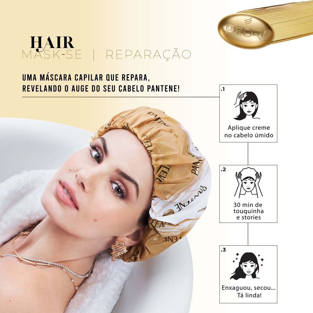 Máscara para cabelo Pantene Repara,fRepara, Repara Óleo de Argan 30 ml tratamento intensivo + touca — imagem 3 | Drogaria Taveira