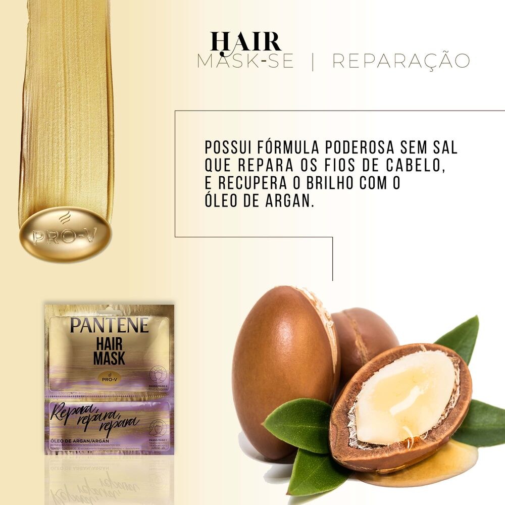 Máscara para cabelo Pantene Repara,fRepara, Repara Óleo de Argan 30 ml tratamento intensivo + touca — imagem 4 | Drogaria Taveira