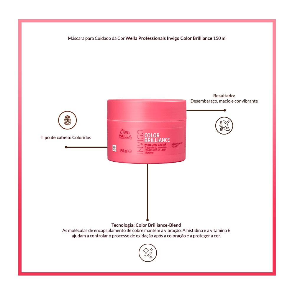 Máscara para Cuidado da Cor Wella Professionals Invigo Color Brilliance 150 ml — imagem 3 | Drogaria Taveira
