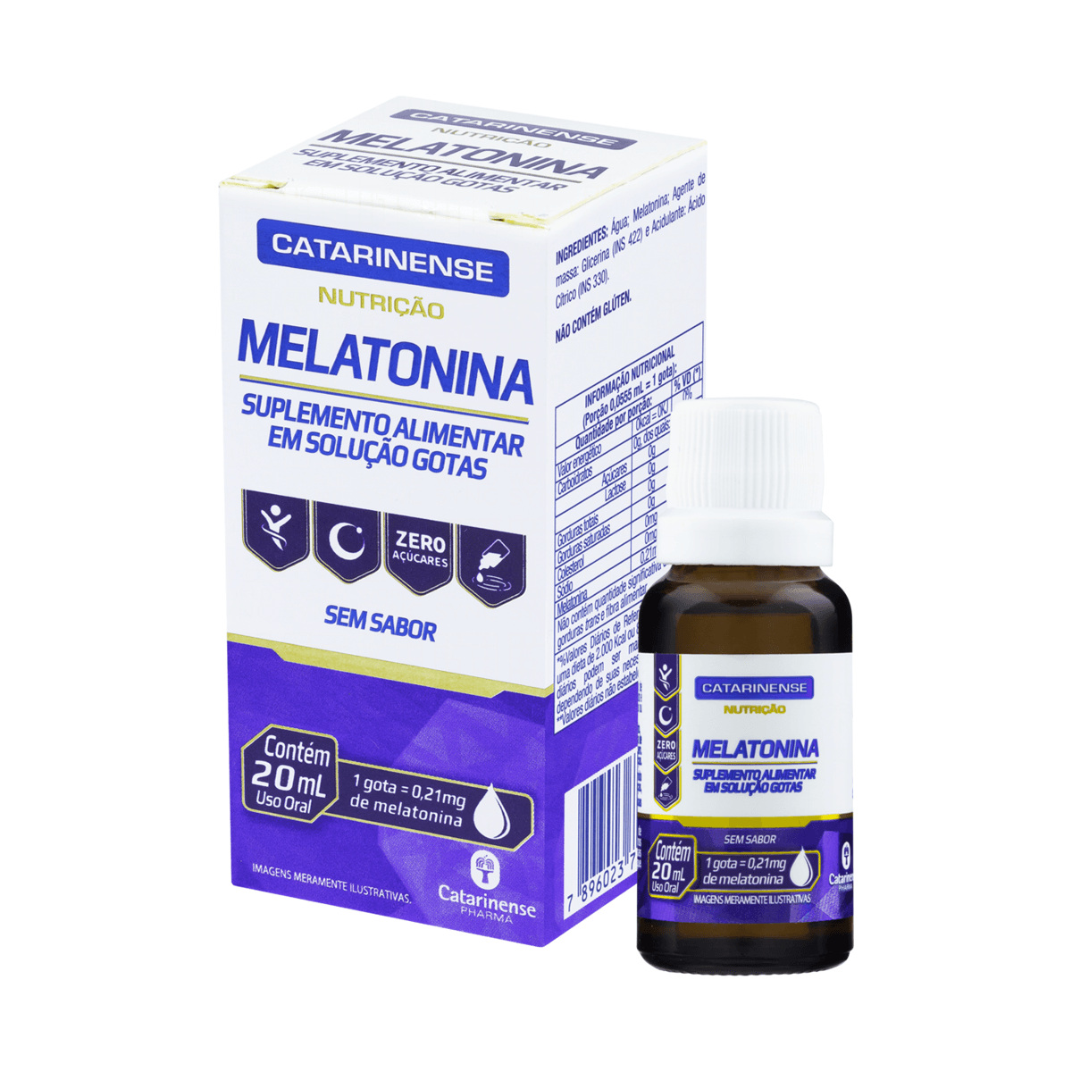 Melatonina Catarinense Nutrição 0,21mg Sem Sabor Gotas 20ml — imagem 2 | Drogaria Taveira
