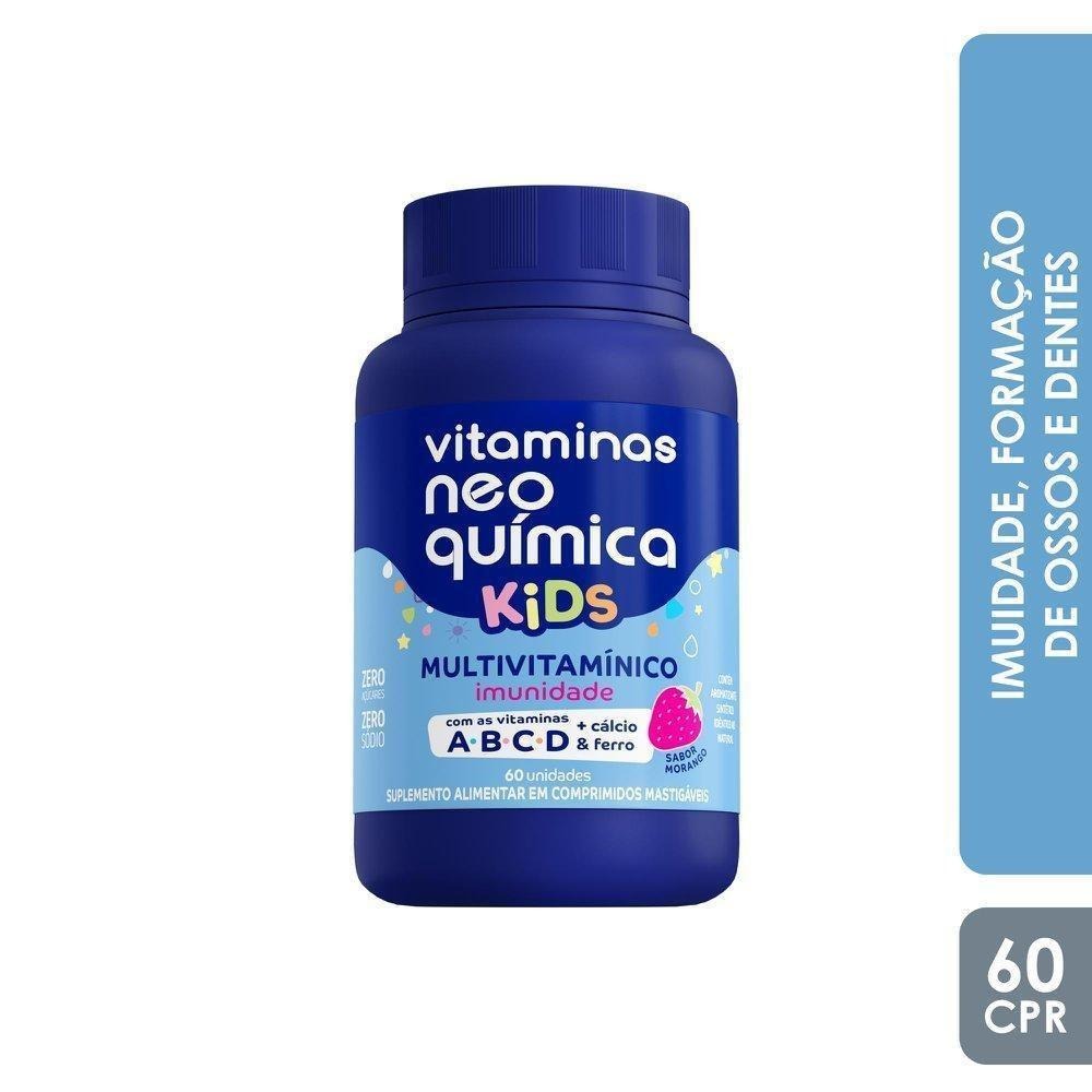 Neo Química Kids Multivitamínico Sabor Morango Zero Açúcar 60 Comprimidos Mastigáveis — imagem 2 | Drogaria Taveira