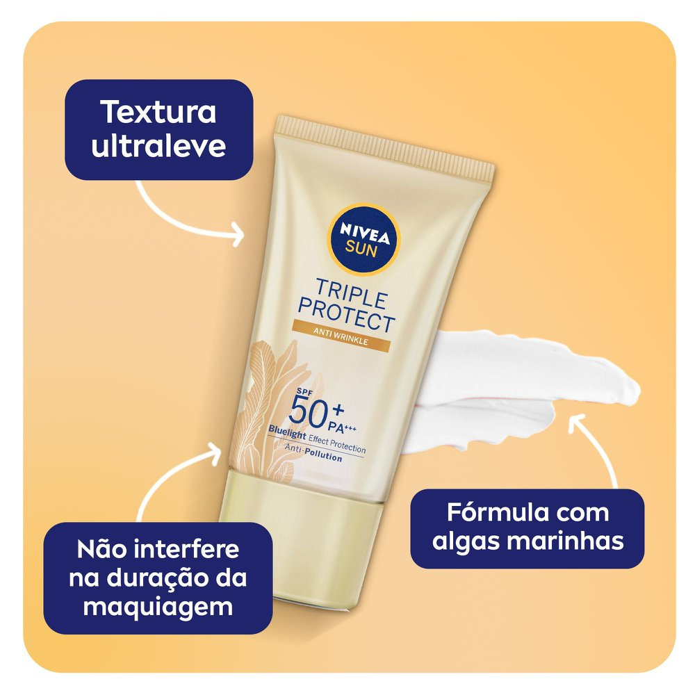 NIVEA SUN Protetor Solar Facial Tripla Proteção Loção Antissinais FPS 50 40ml — imagem 3 | Drogaria Taveira