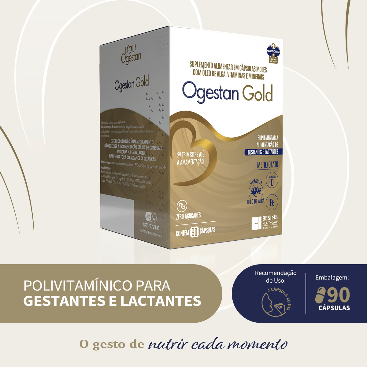 Ogestan Gold 90 Cápsulas Moles — Ogestan | Drogaria Taveira