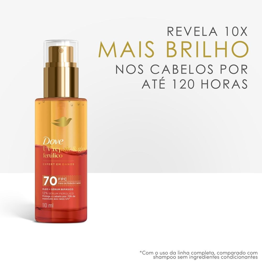 Óleo E Sérum Bifásico Dove 12% Sérum Ferúlico Uv Repair Glow + Ferúlico Spray 110ml — imagem 4 | Drogaria Taveira