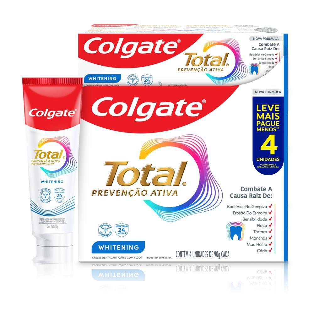 Pack Creme Dental Colgate Total Prevenção Ativa Whitening 4 Unidades De 90g Cada — Colgate | Drogaria Taveira