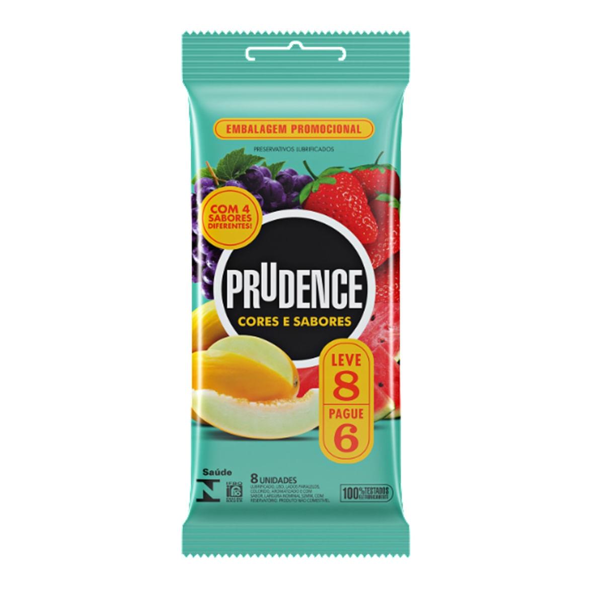 Preservativo Prudence Cores & Sabores Lubrificado Sabores Sortidos 8 Unidades — Prudence | Drogaria Taveira