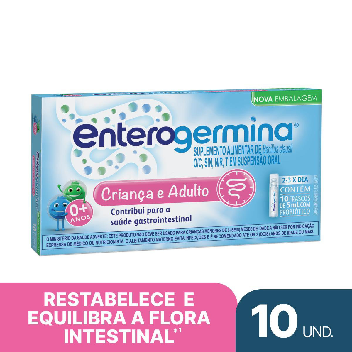 Probiótico Enterogermina 10 Frascos De 5ml — Enterogermina | Drogaria Taveira