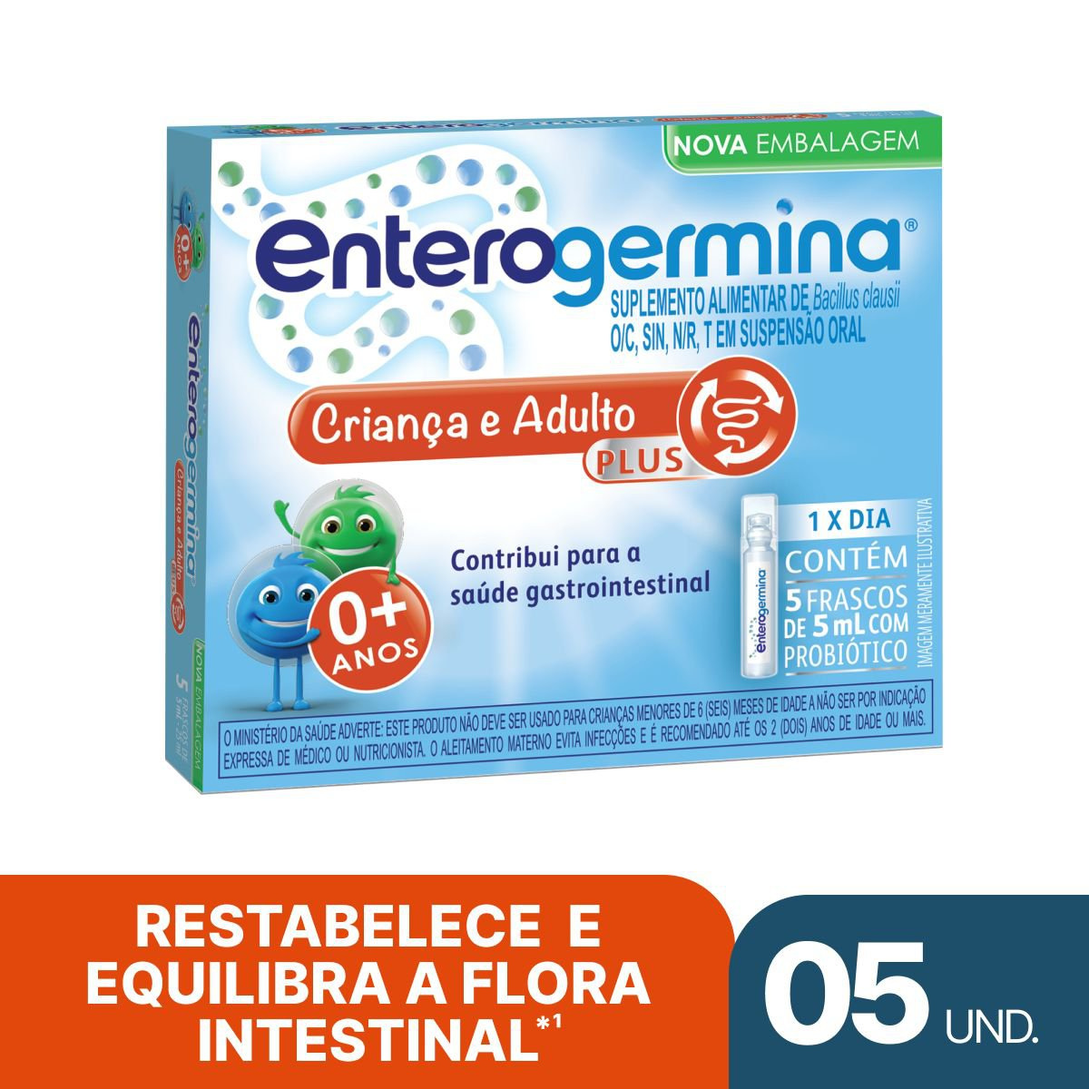 Probiótico Enterogermina Plus 5 Frascos 5ml — Enterogermina | Drogaria Taveira