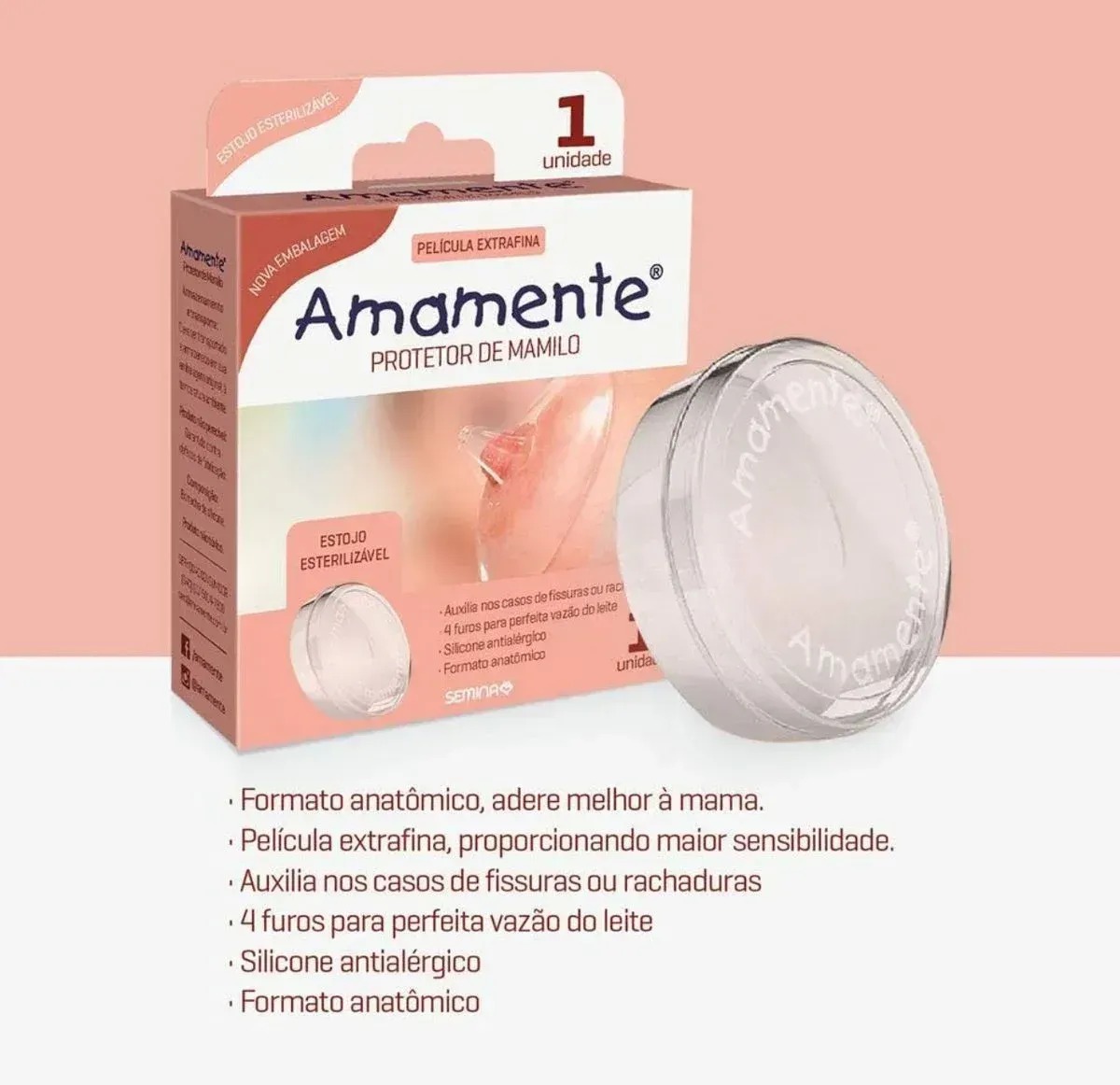 Protetor de Mamilo Amamente Silicone 1 Unidade — imagem 2 | Drogaria Taveira