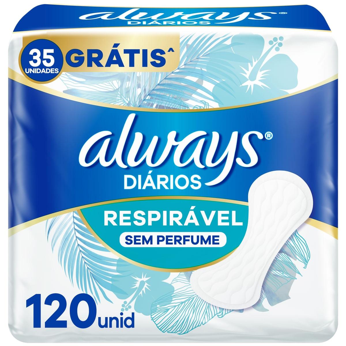Protetor Diário Always Diários Respirável Sem Perfume 120 Unidades — Always | Drogaria Taveira