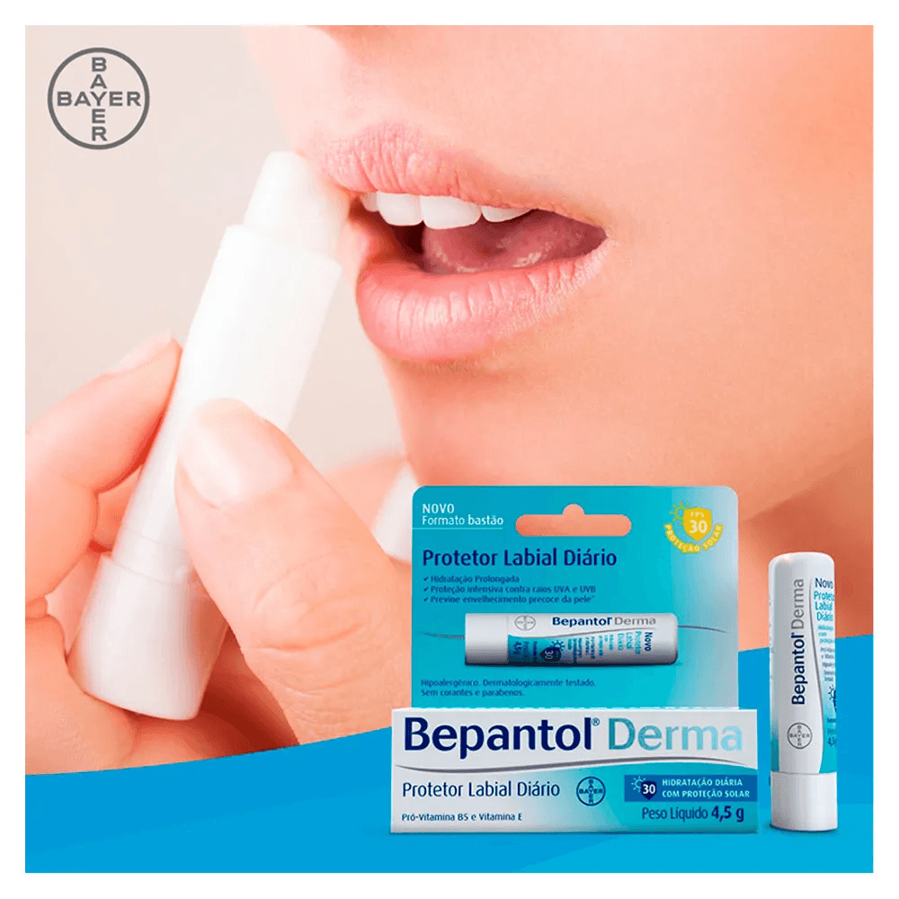 Protetor Labial Bepantol Derma Diário FPS50 4,5g — imagem 4 | Drogaria Taveira