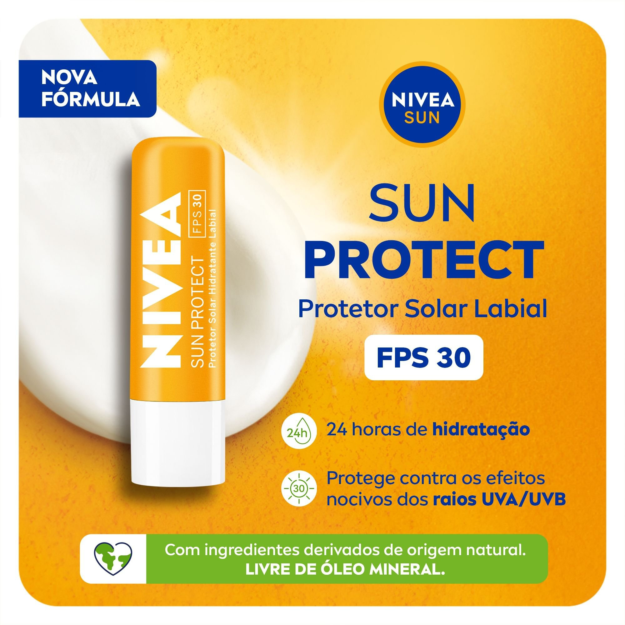 Protetor Labial Nivea Sun Protect Hidratante FPS30 4,8g — imagem 2 | Drogaria Taveira