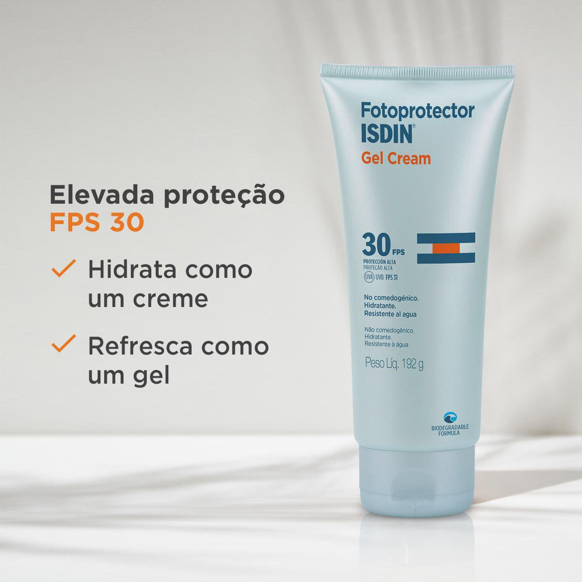 Protetor Solar Corporal Isdin Gel Cream Fps 30 Com 192g — imagem 3 | Drogaria Taveira