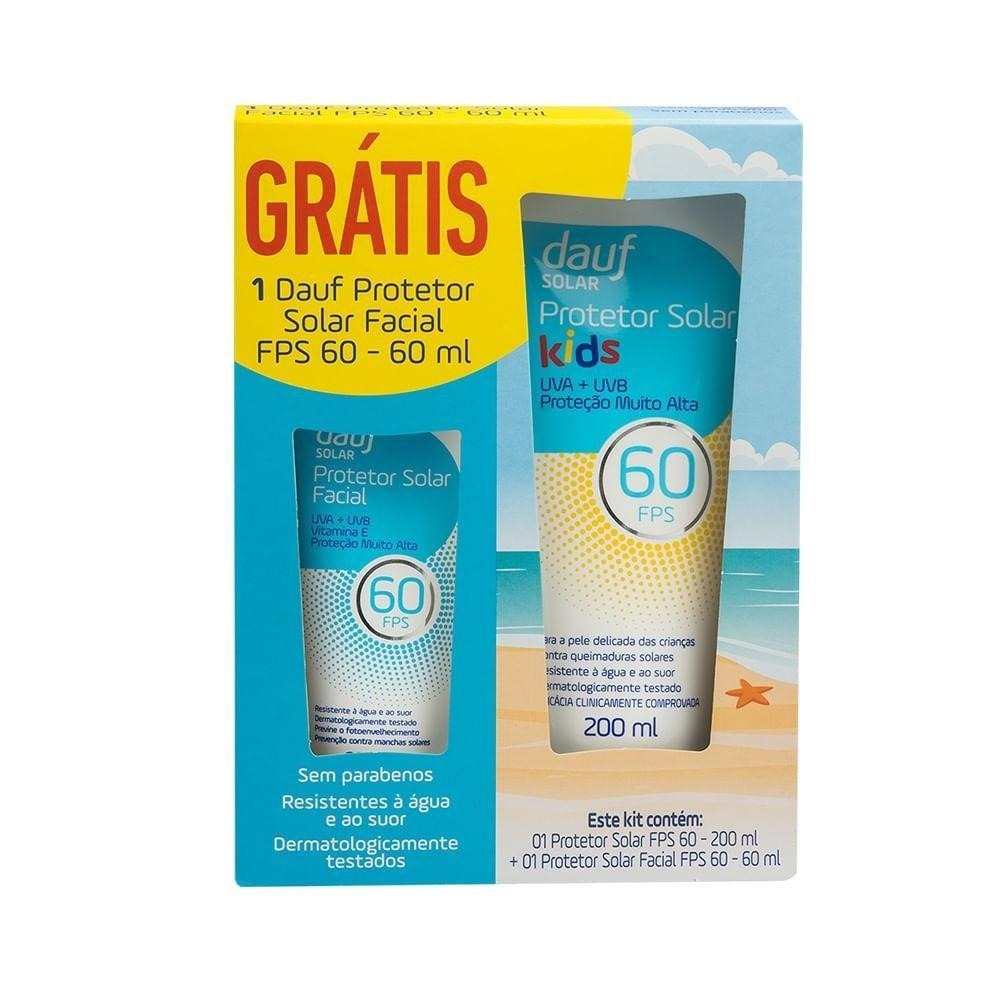Protetor Solar Dauf Kids Fps60 200ml Gratis Protetor Solar Facial Fps60 60ml — Dauf | Drogaria Taveira